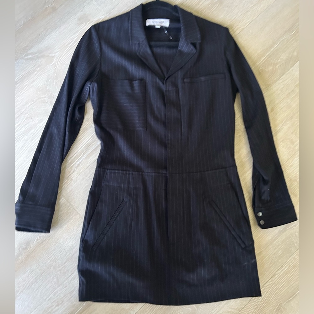 Derek Lam 10 Crosby black pinstripe wool blend mini dress